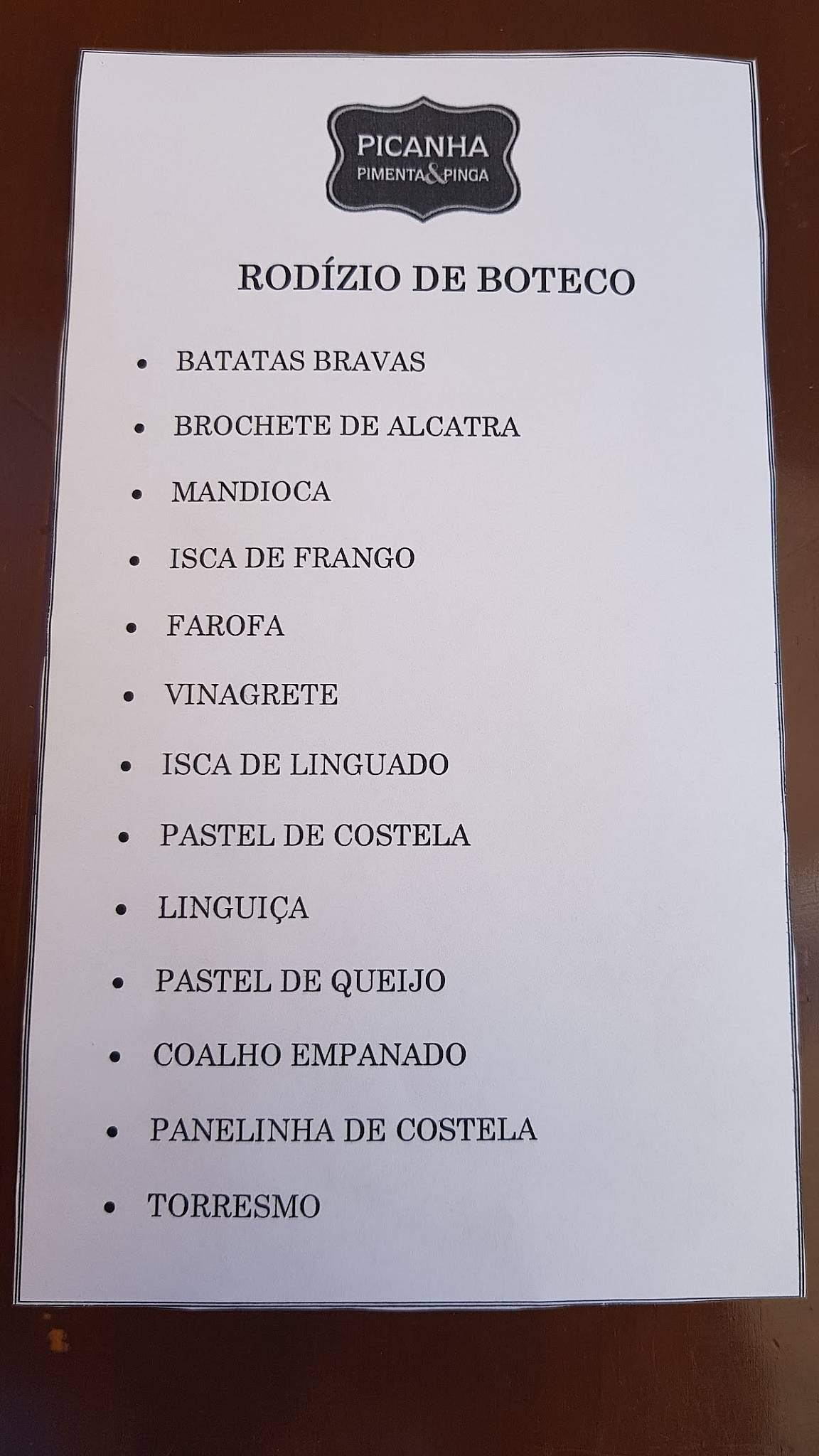 Picanha Pimenta & Pinga cardápio