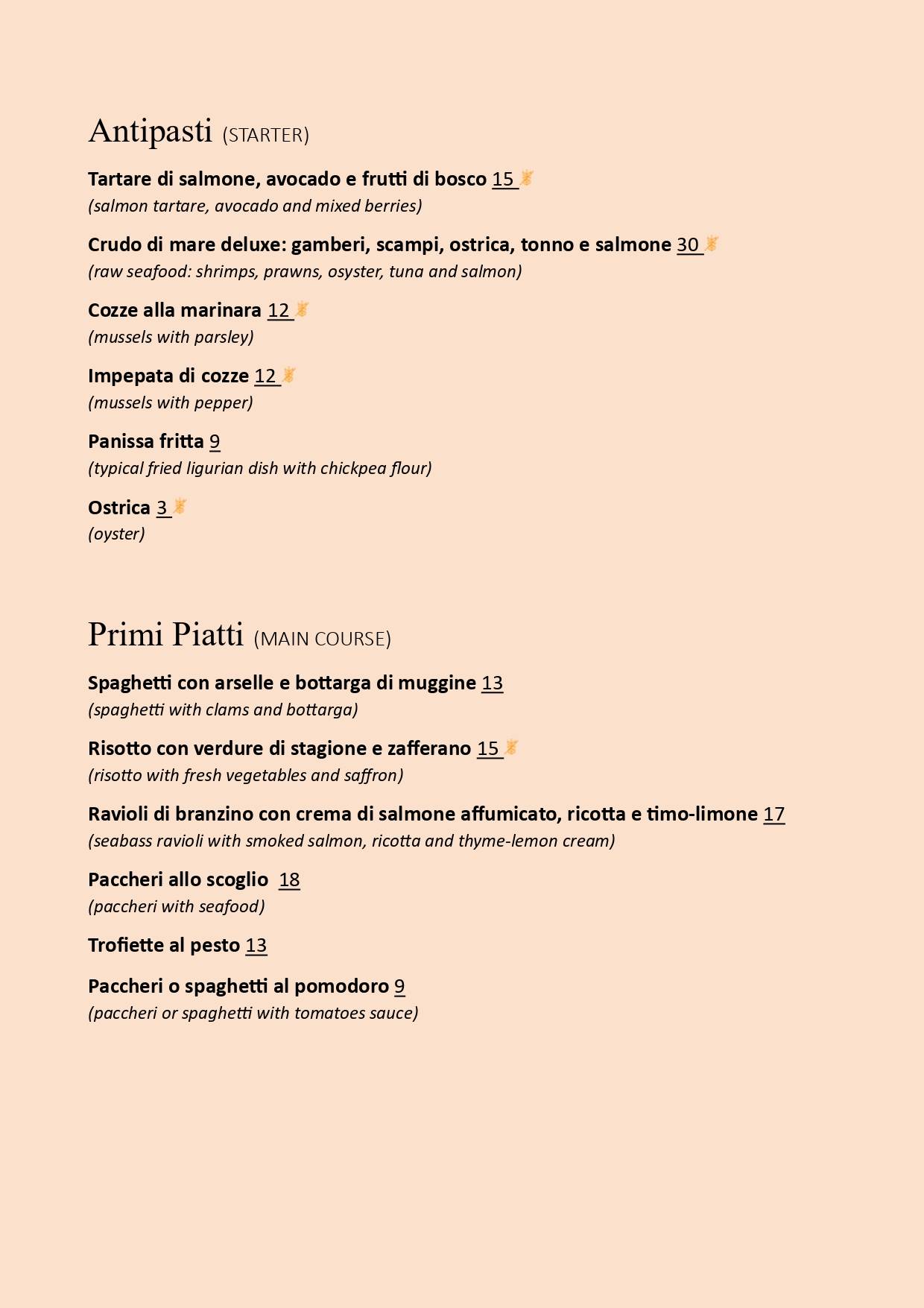 Menu di Pier - Restaurant & Bistro 