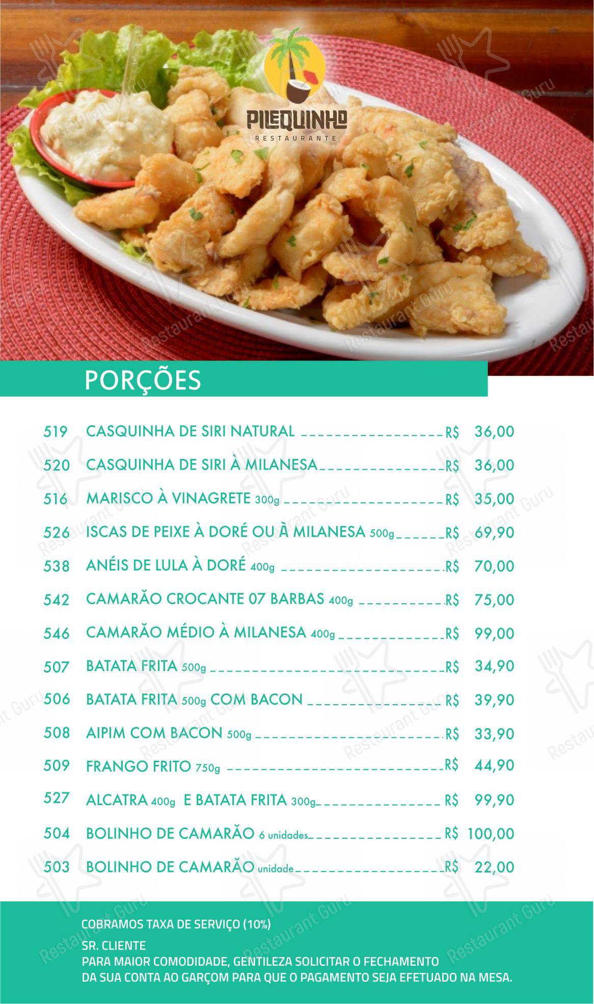 Menu para Pilequinho Restaurante restaurante