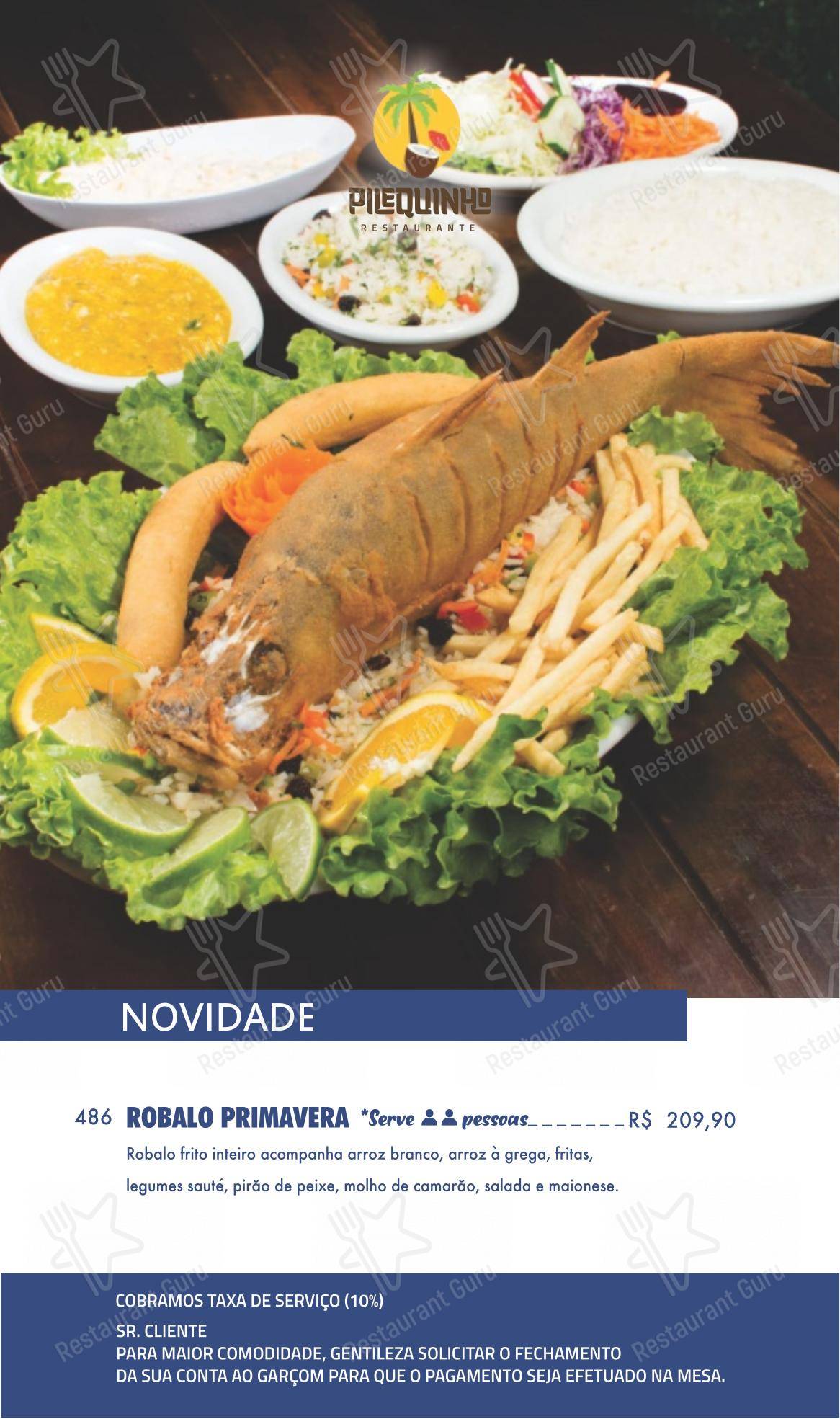 Menu para Pilequinho Restaurante em Matinhos