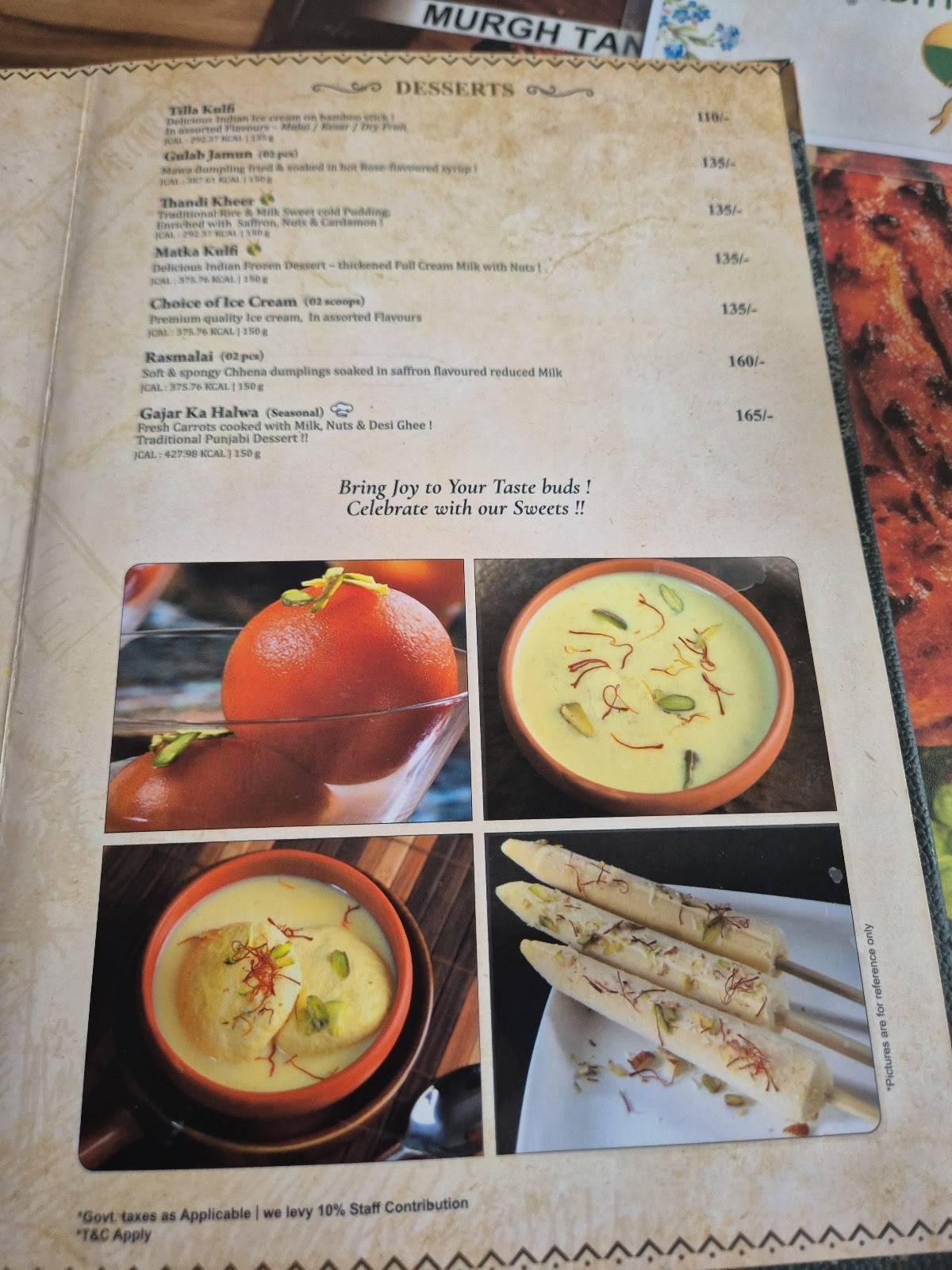Pind Balluchi menu