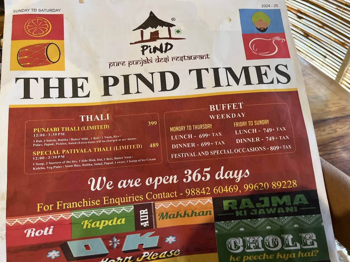 Pind Restaurant menu