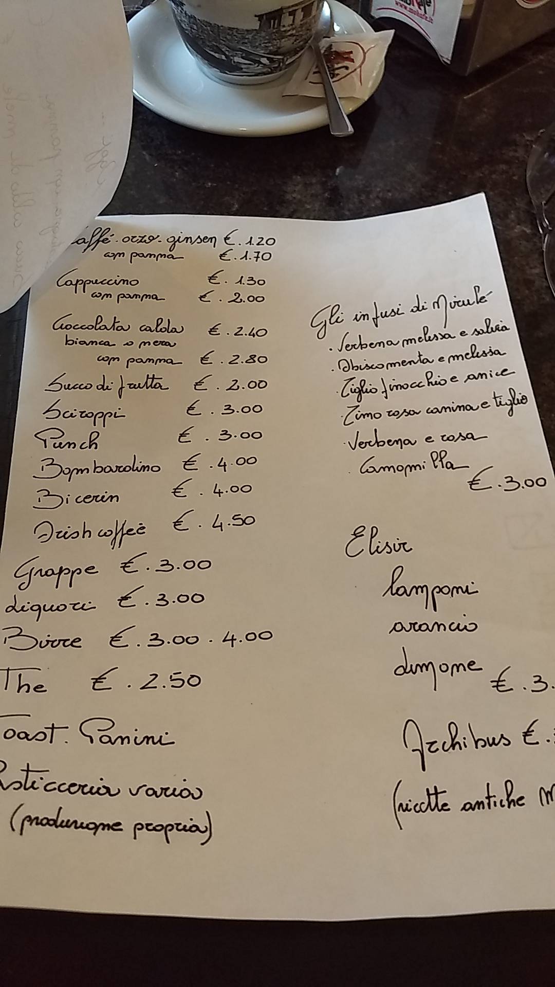 Menu di Pinotto 