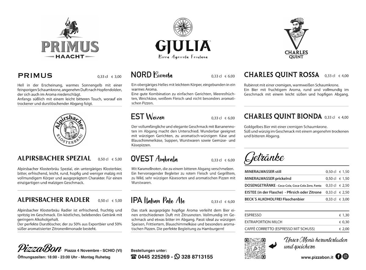 Menu di Pizza Bon Di Giarraffa Francesco Paolo 