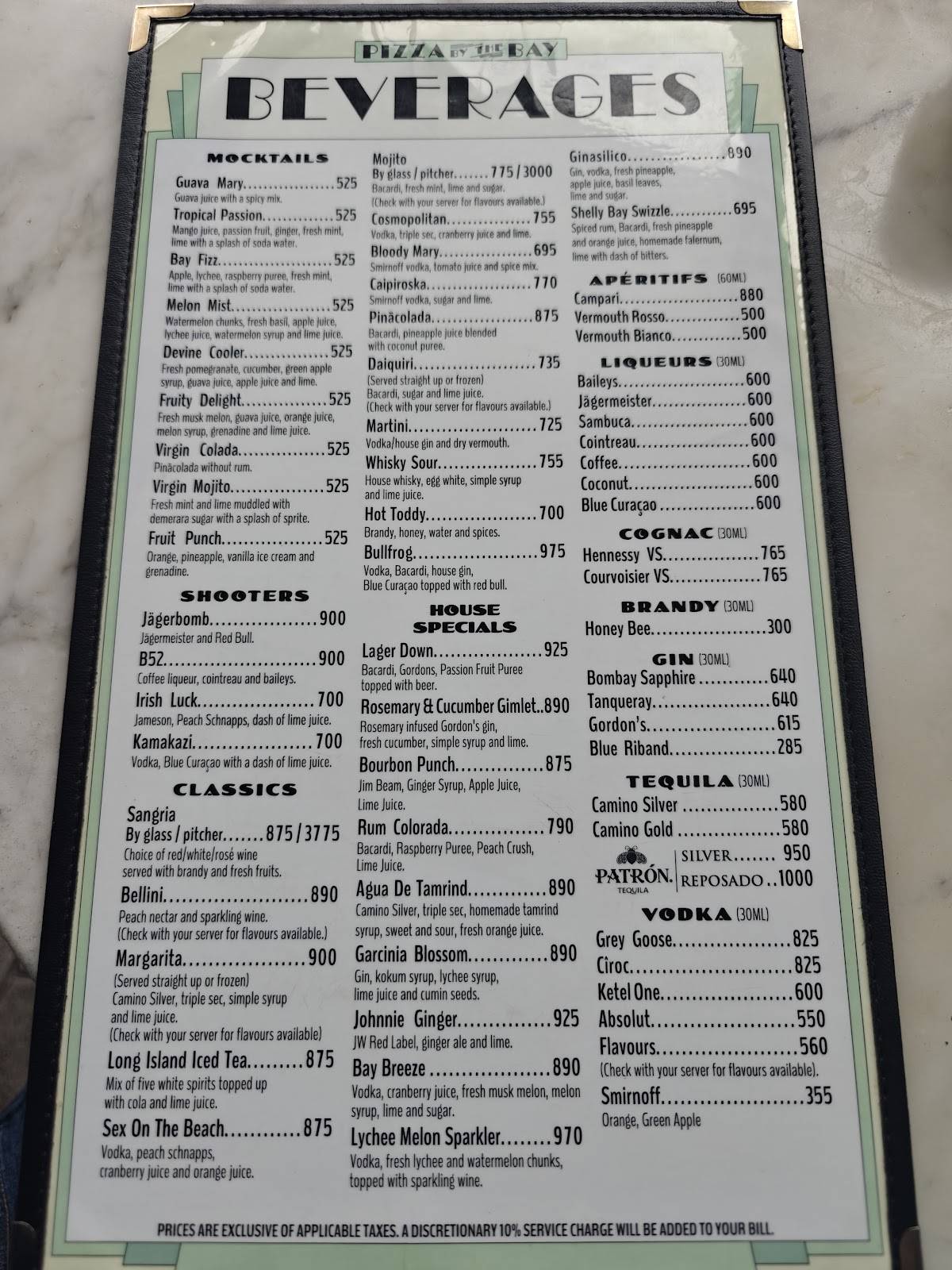 Pizza By The Bay menu
