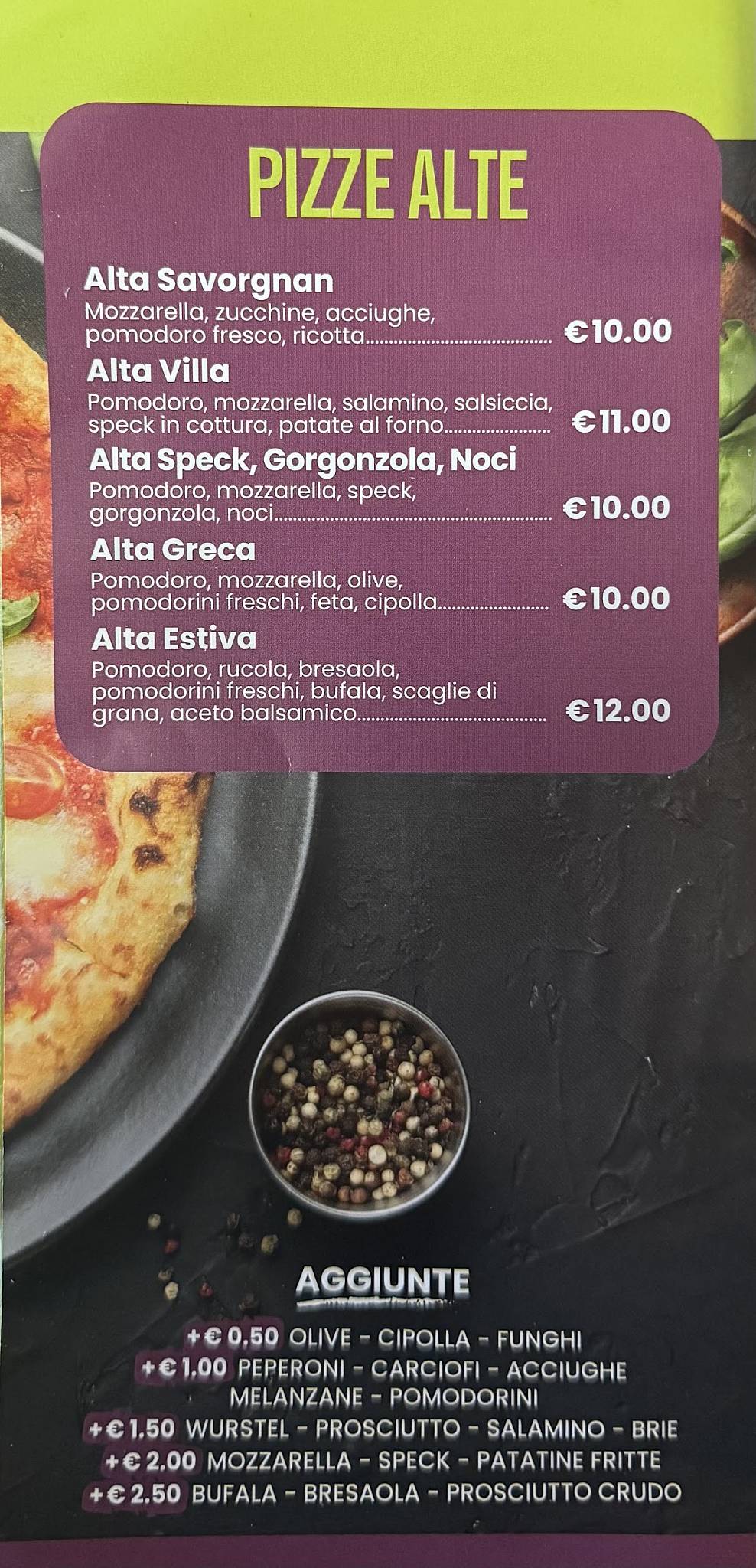 Menu di Pizza Helios 