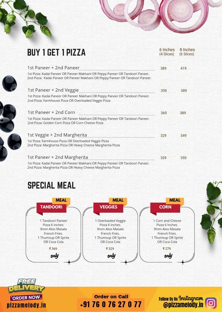 Pizza Melody menu