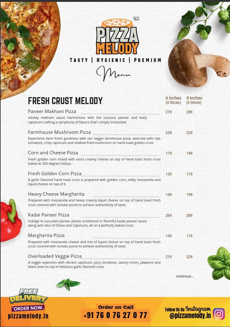 Pizza Melody menu