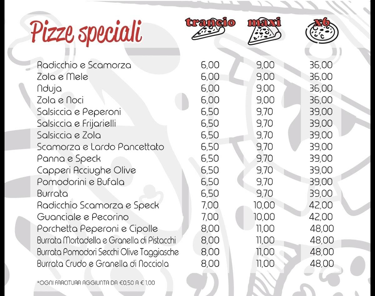 Menu di Pizza Pronta 
