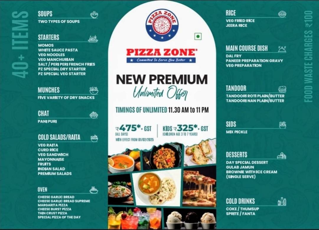 Pizza Zone Begumpet menu