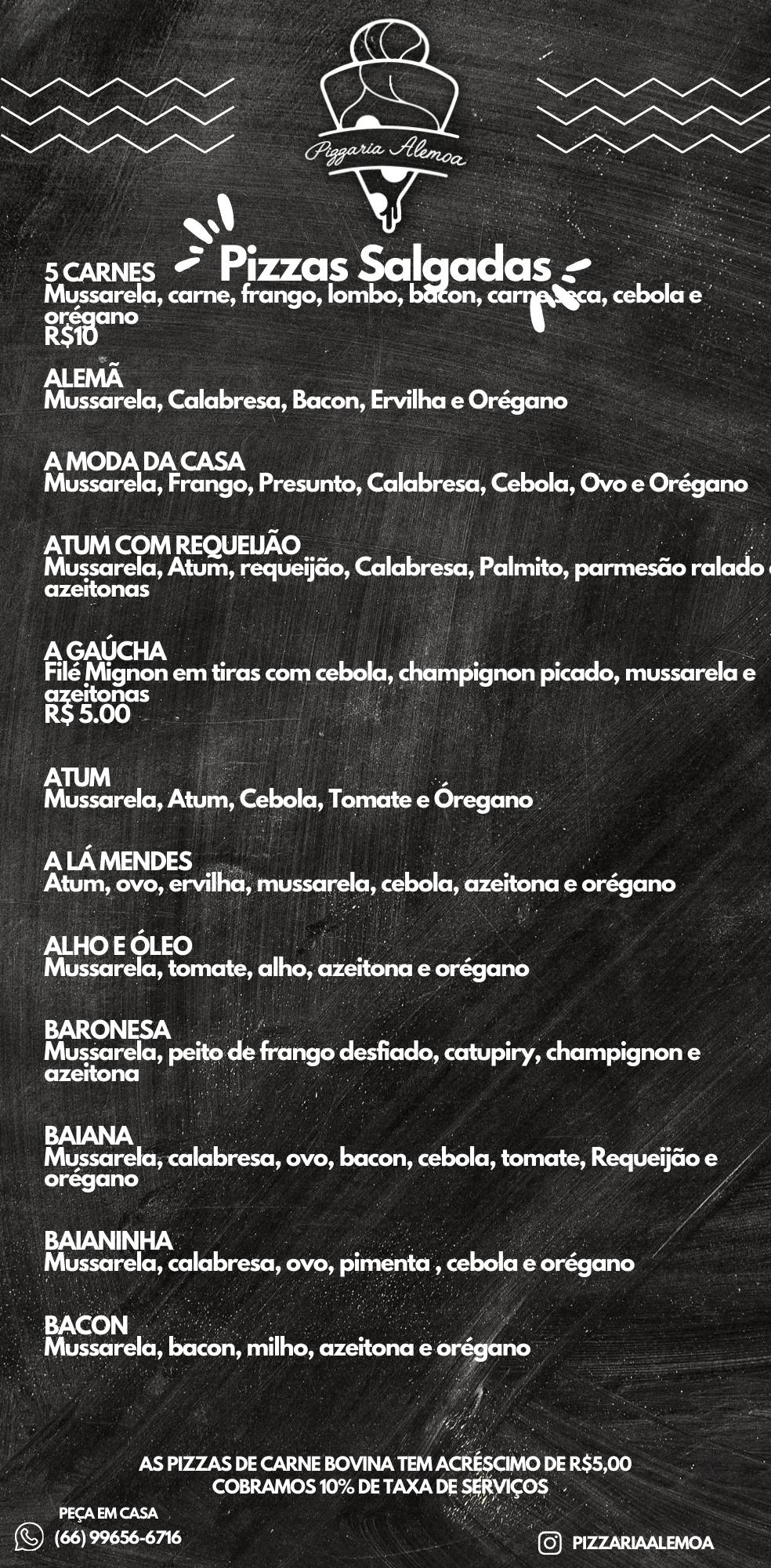 Pizzaria Alemoa cardápio