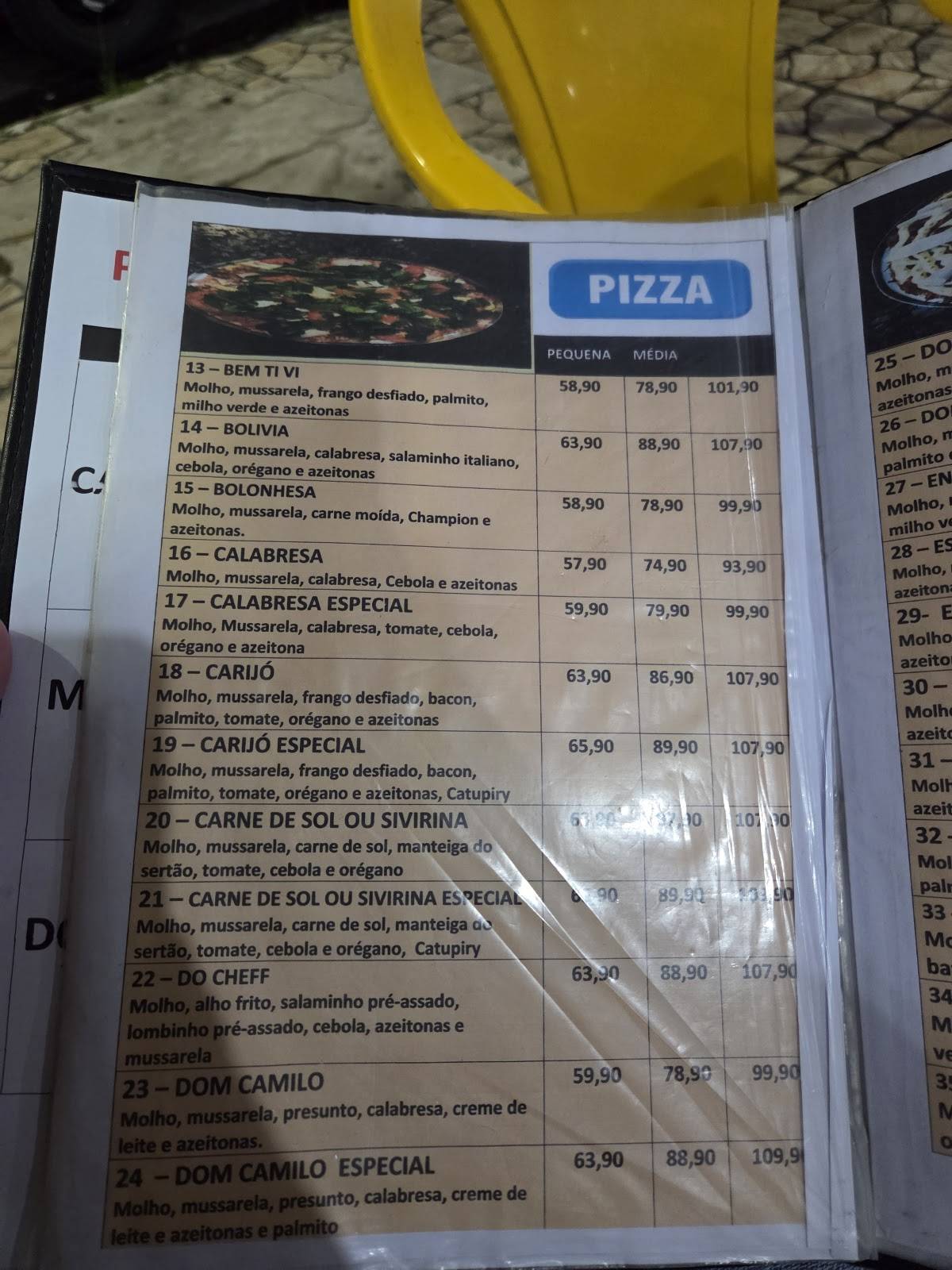 Pizzaria Casablanca cardápio