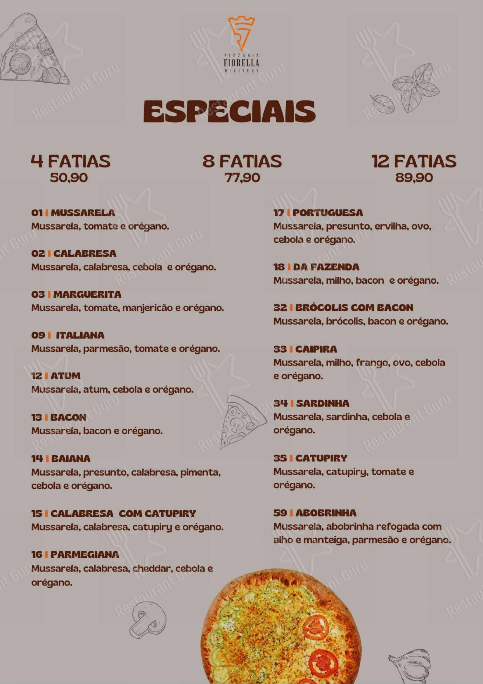 Menu para Pizzaria Fiorella em Londrina