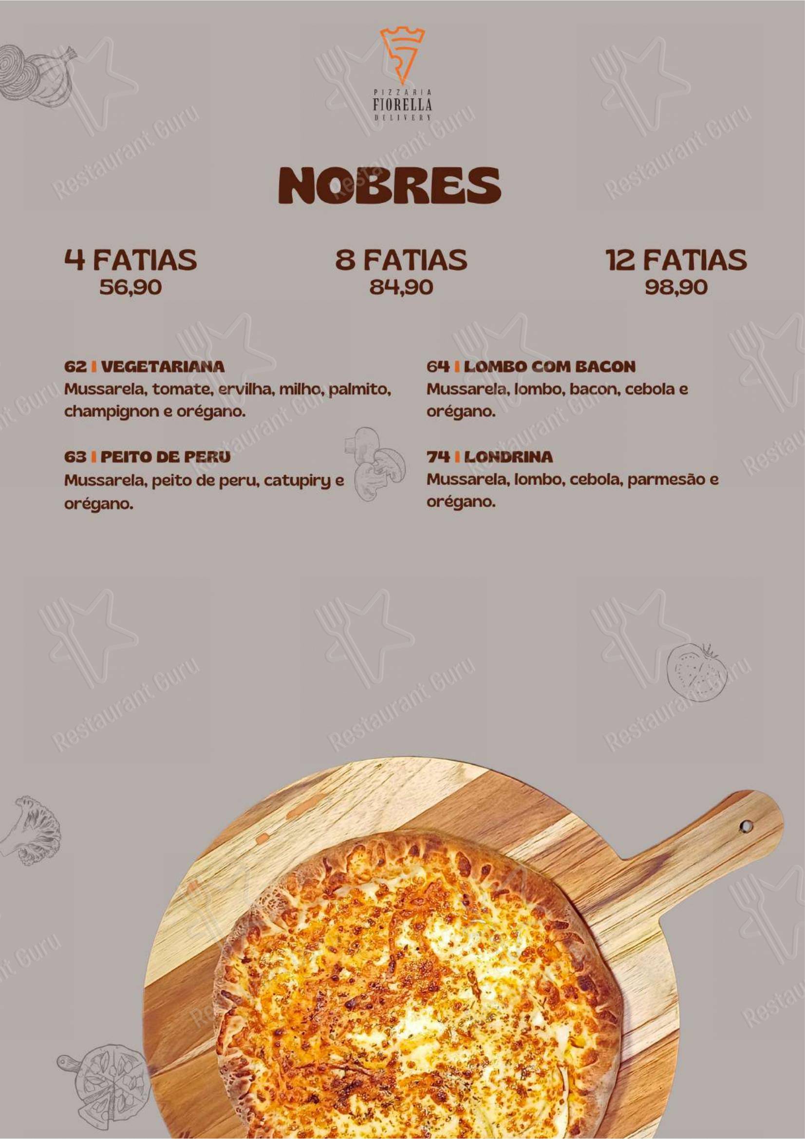 Menu para Pizzaria Fiorella restaurante