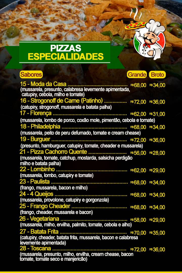 Pizzaria Florença cardápio