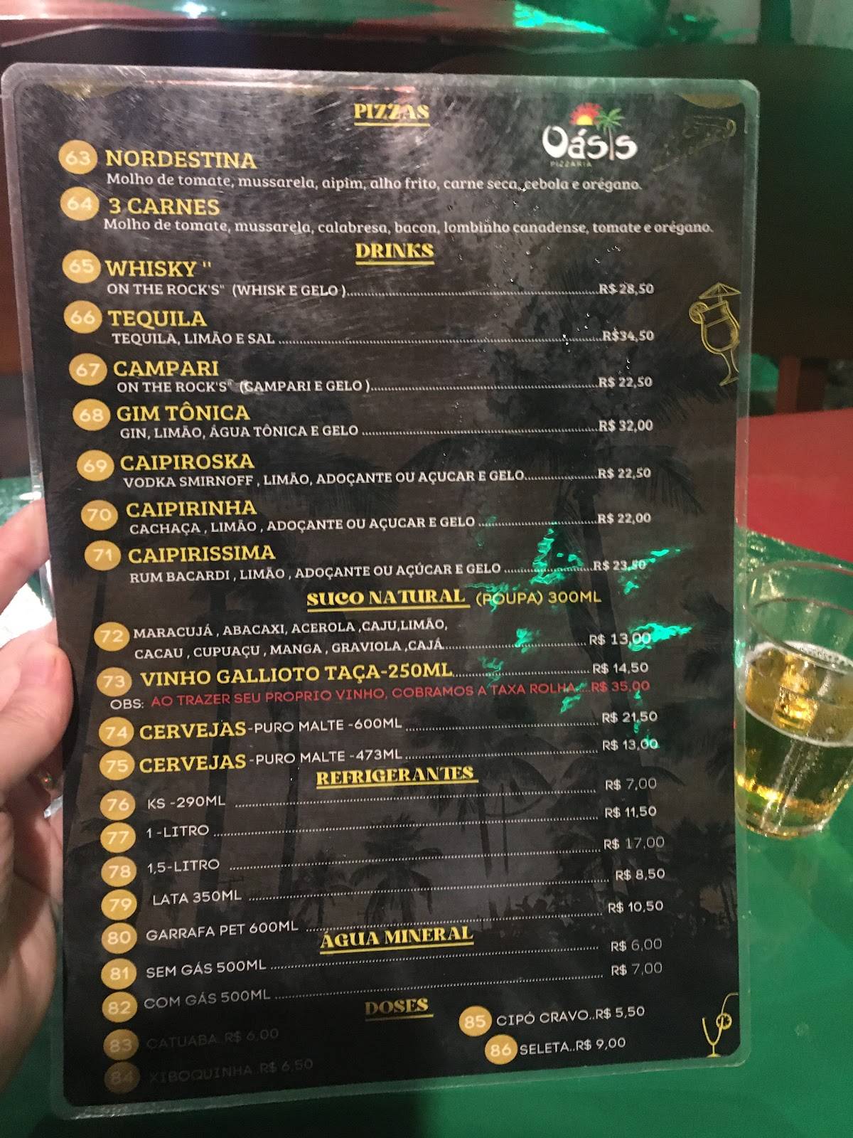 Pizzaria Oásis cardápio