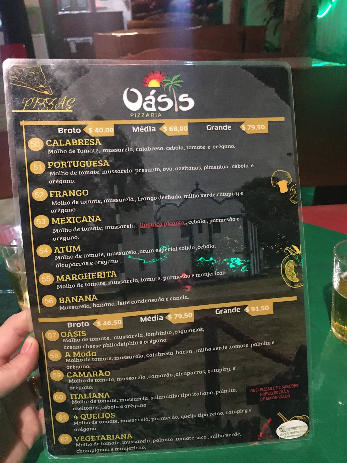 Pizzaria Oásis cardápio