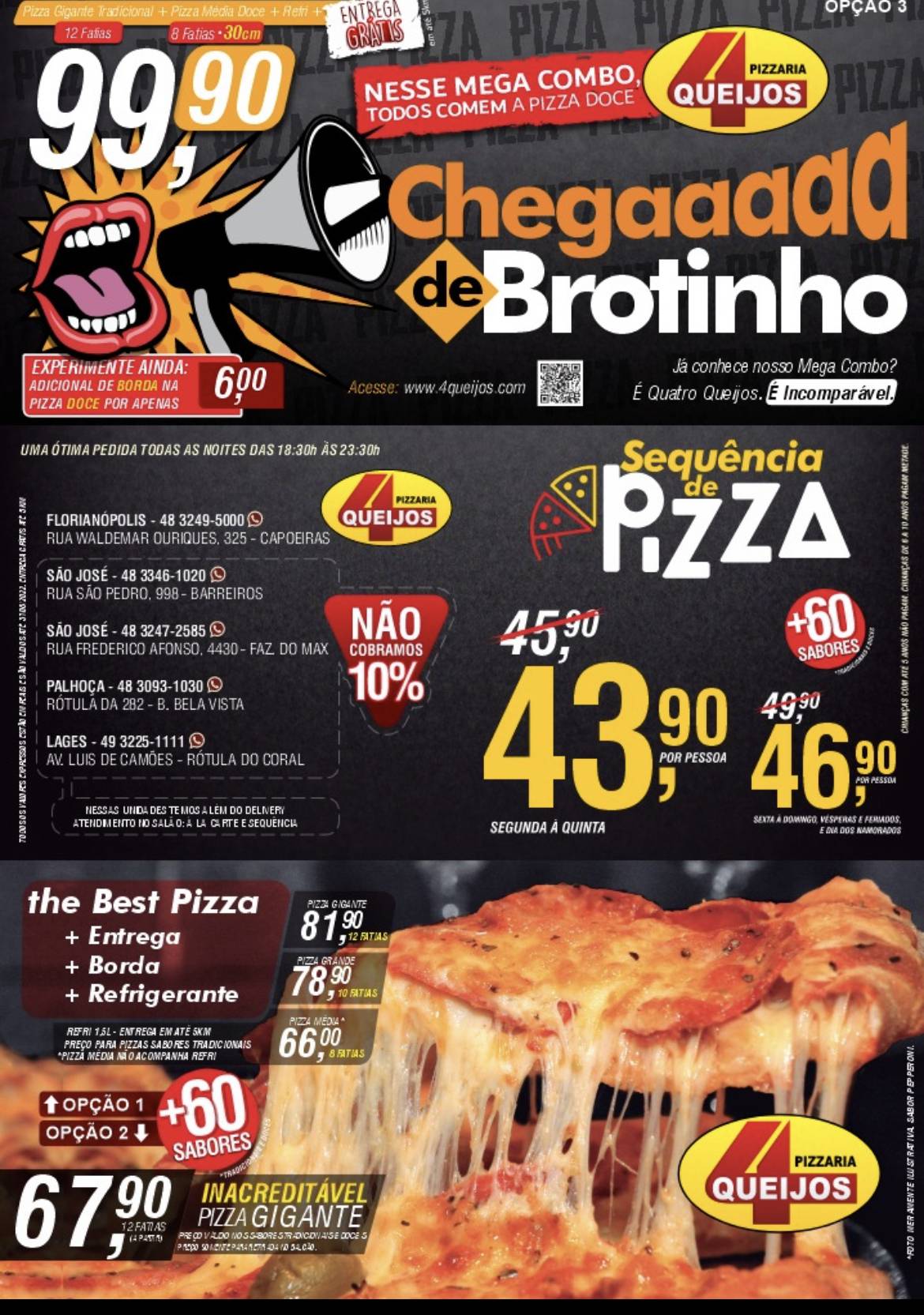 Pizzaria Quatro Queijos cardápio