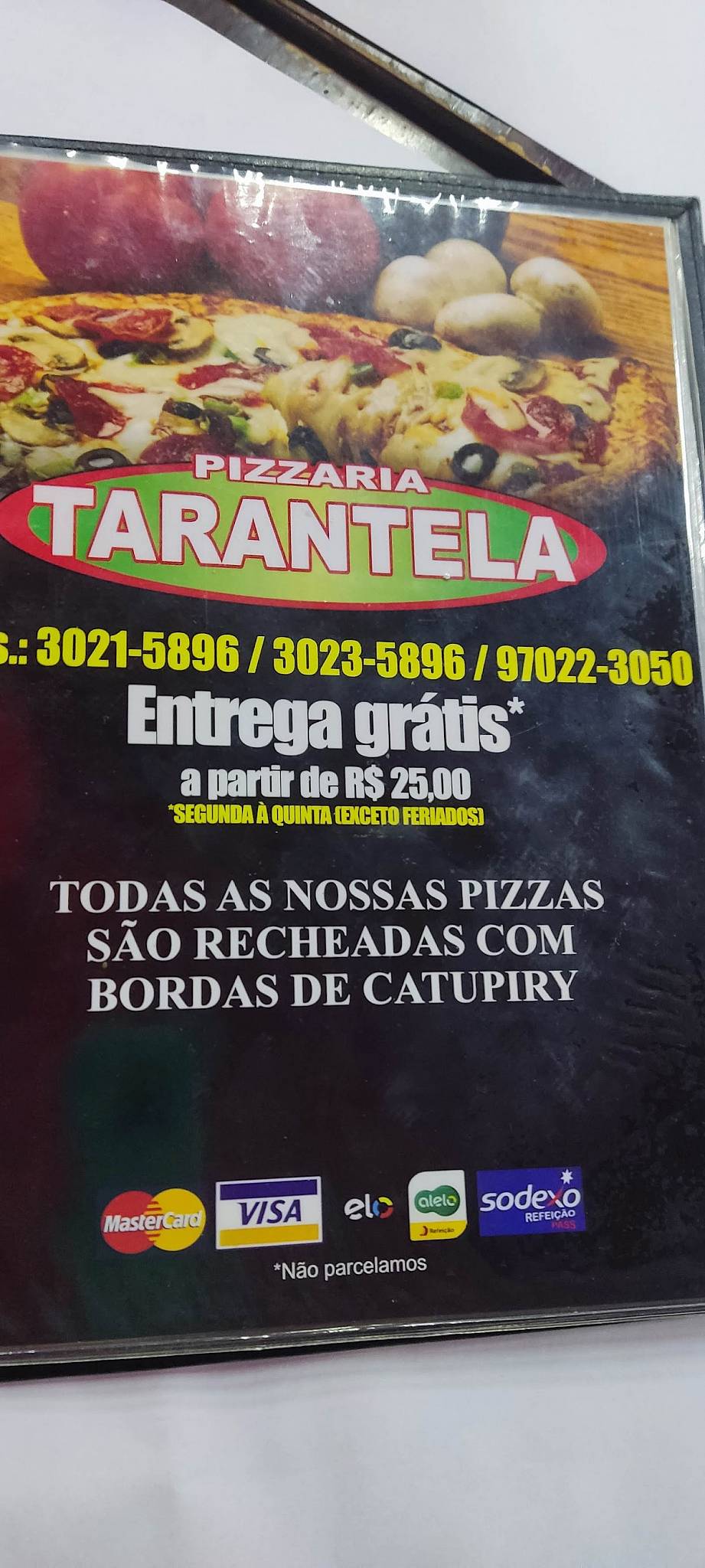 Pizzaria Tarantela cardápio
