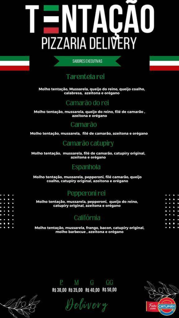 Pizzaria Tentação cardápio