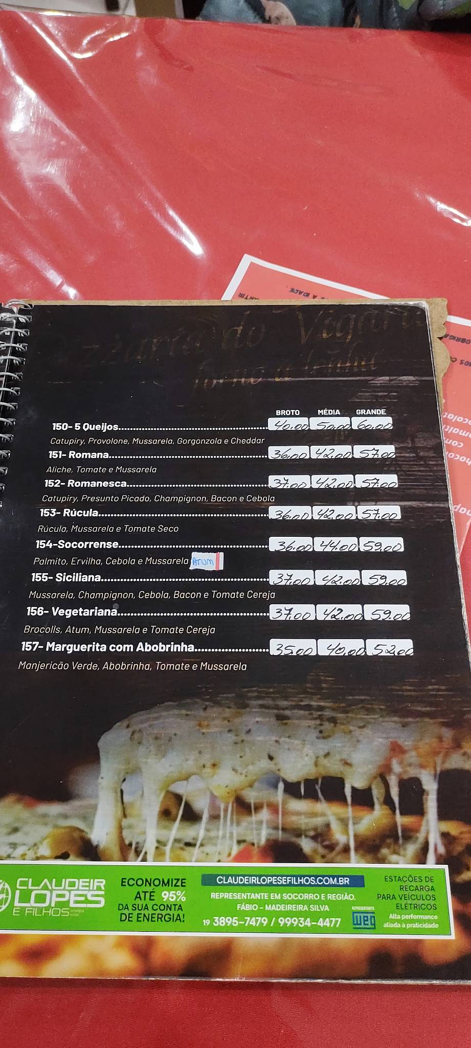 Pizzaria do Vigário cardápio