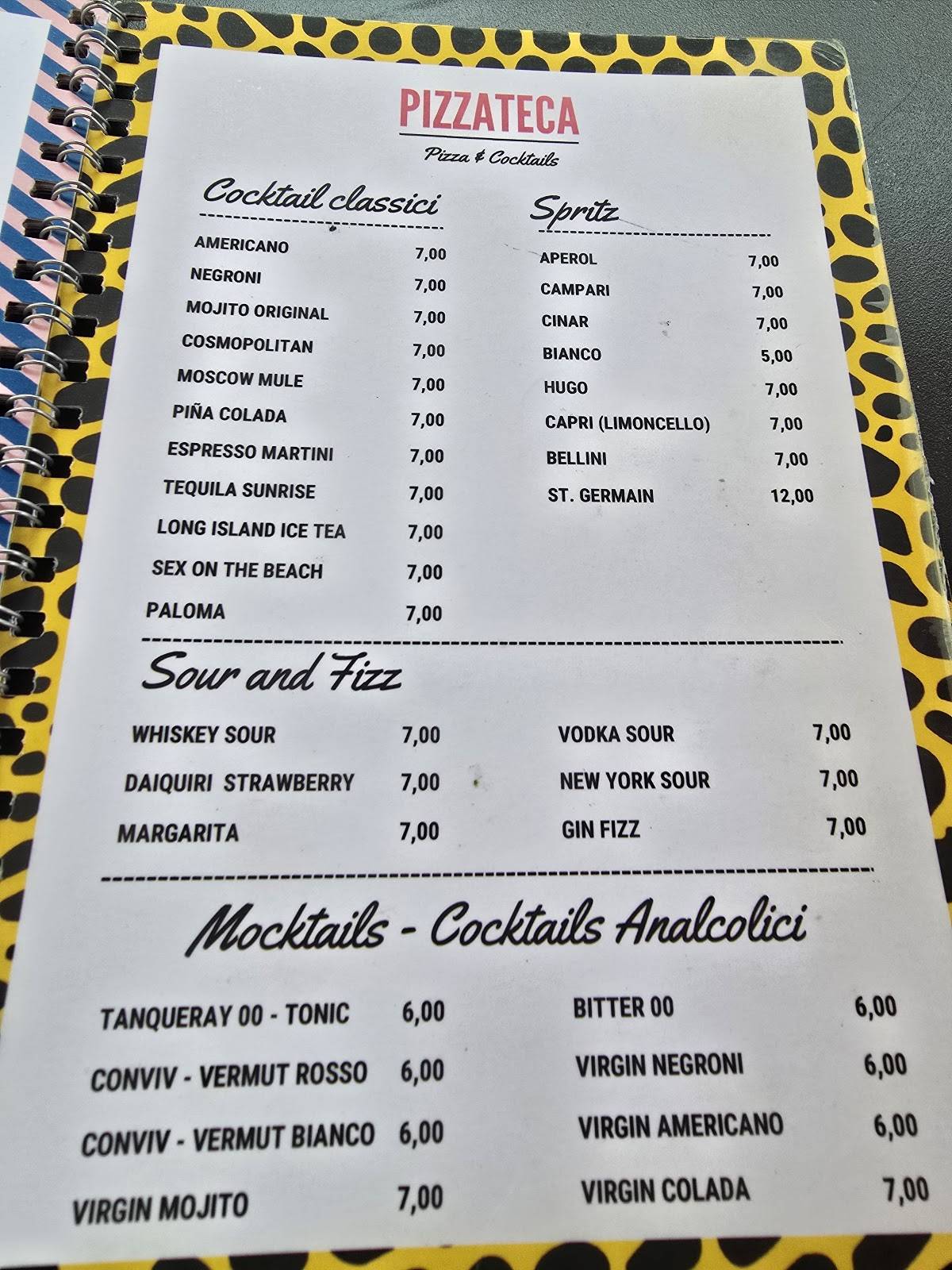 Menu di Pizzateca Pisa - Pizza & Cocktail 