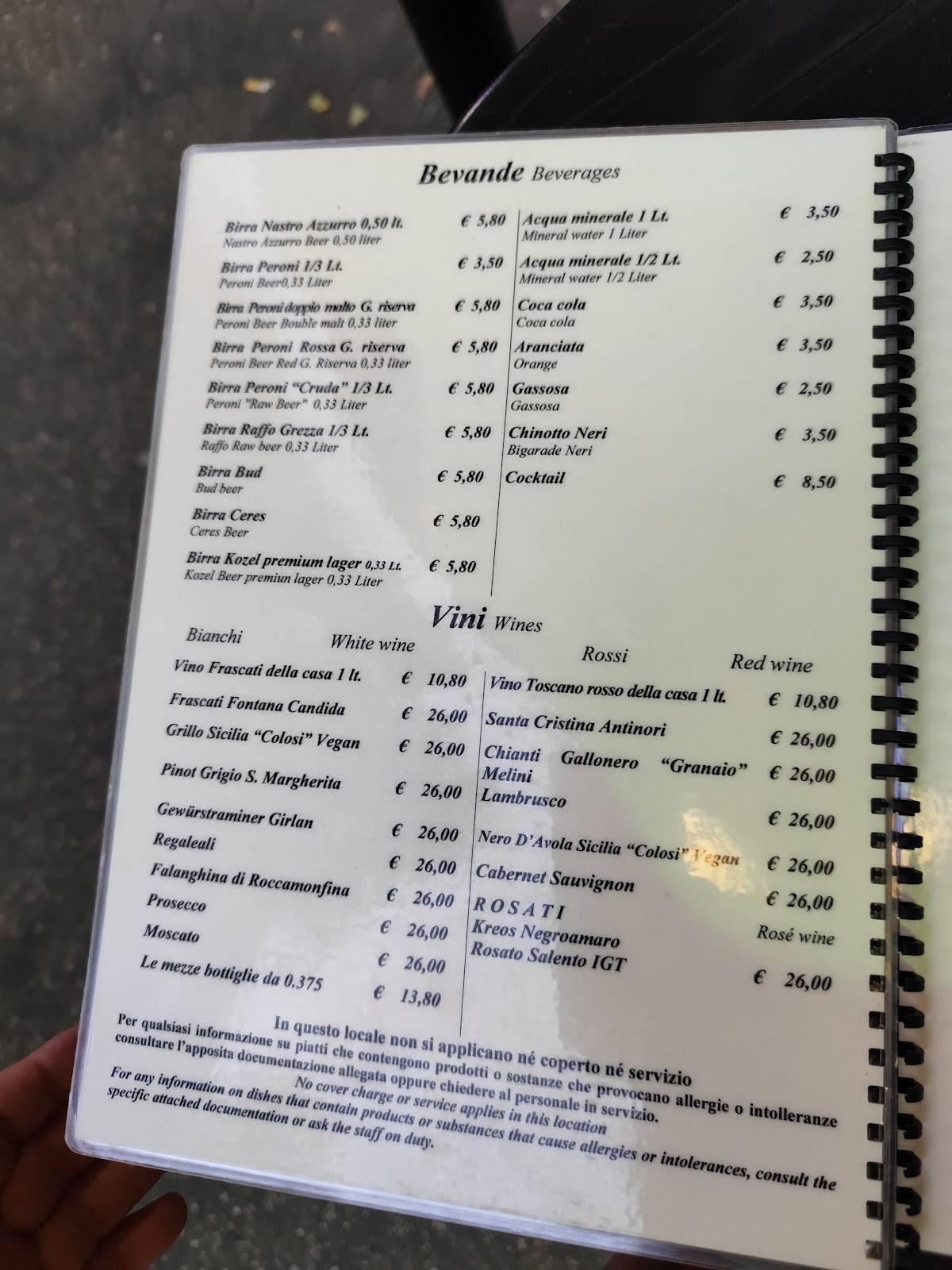 Menu di Pizzeria Ai Marmi - Antico forno a legna dal 1931 