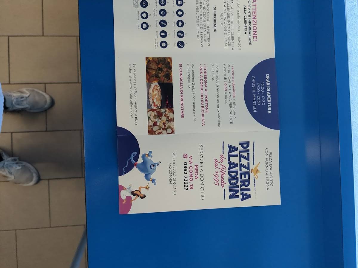 Menu di Pizzeria Aladdin 