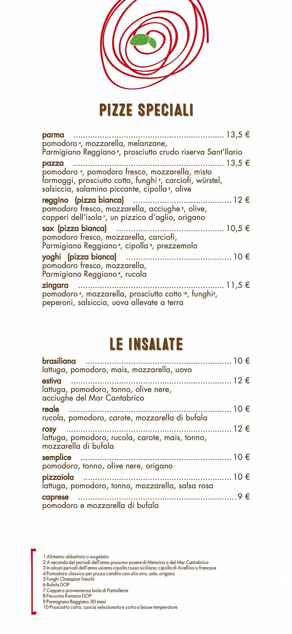 Menu di Pizzeria All'incrocio 