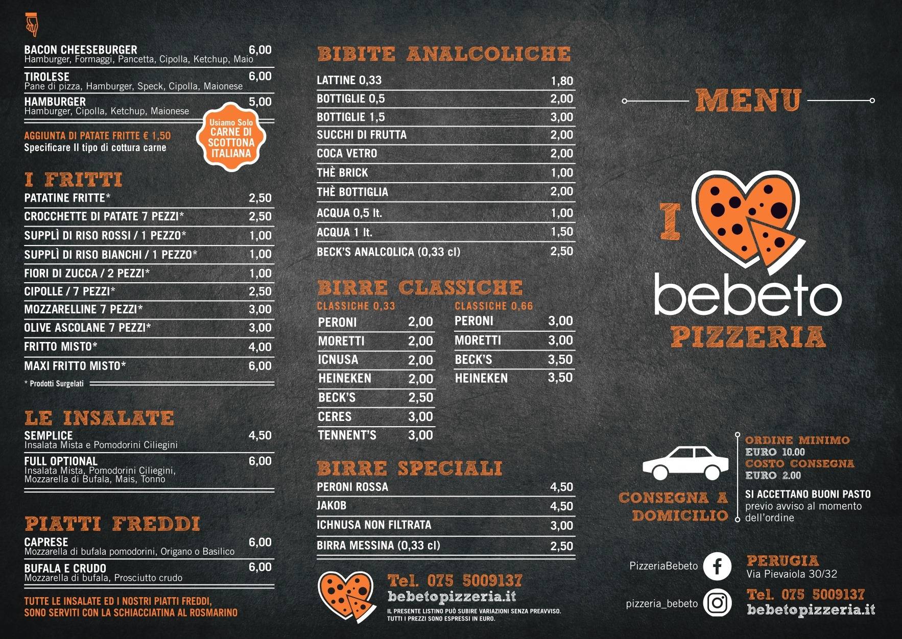 Menu di Pizzeria Bebeto 