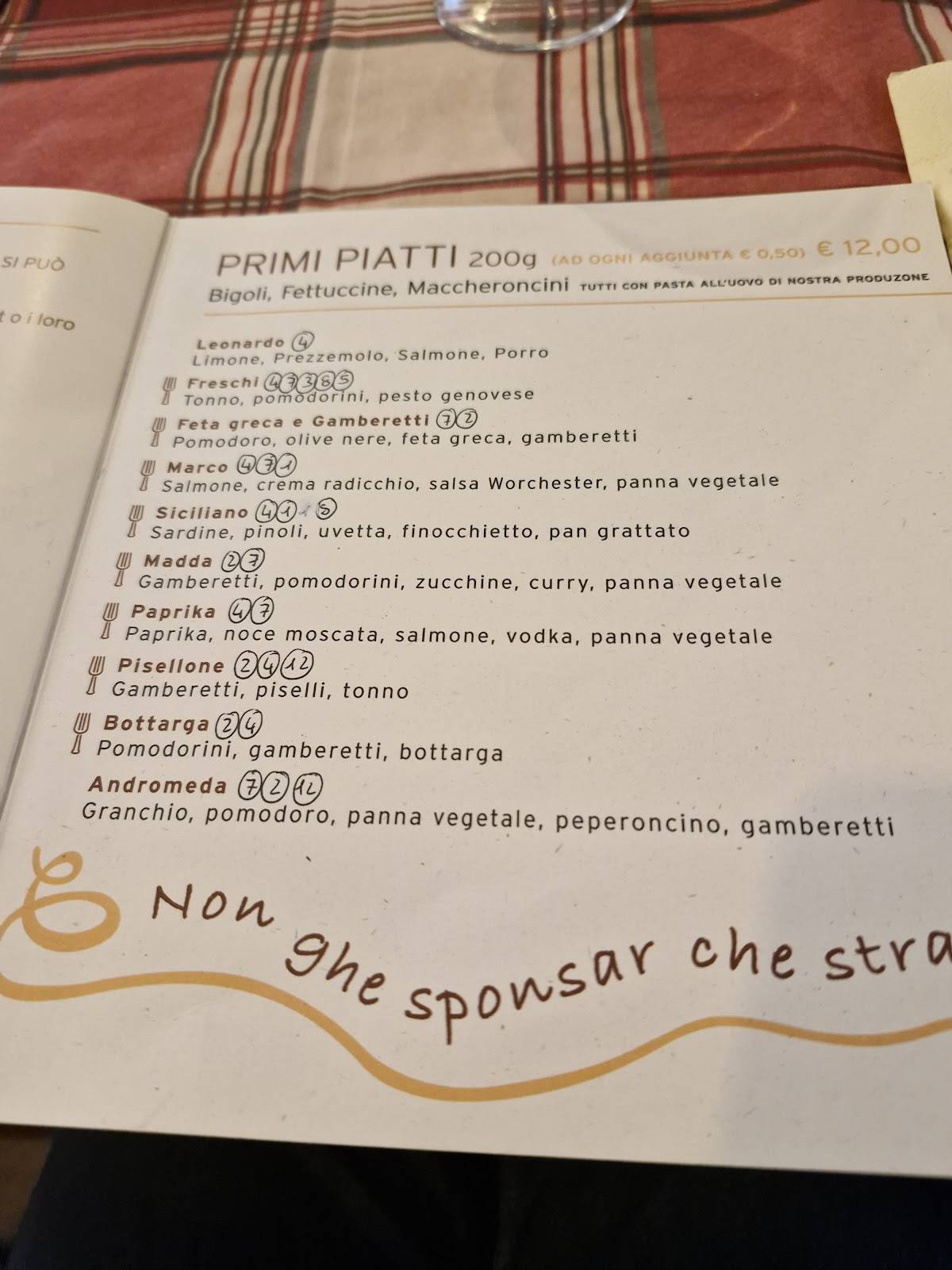 Menu di Bigoleria Alla Rocca 