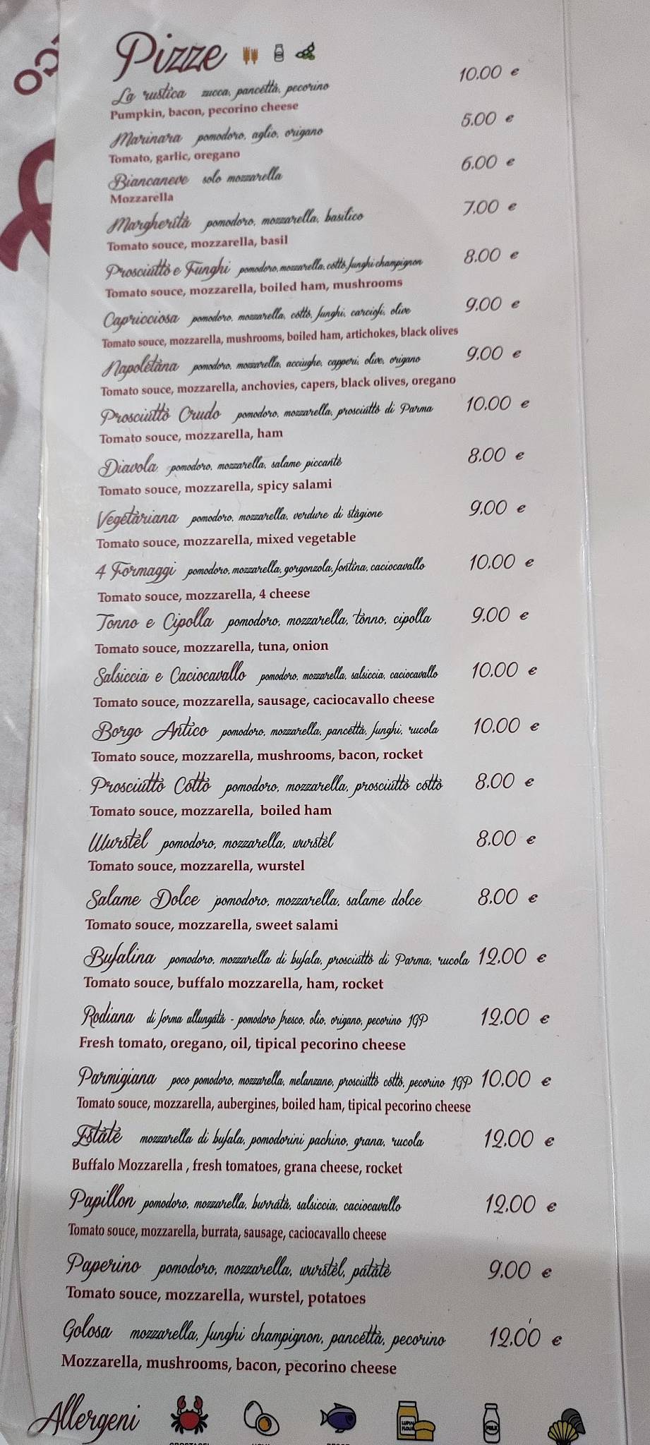 Menu di Pizzeria Borgo Antico 