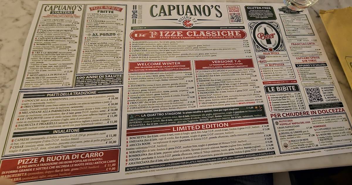 Menu di Pizzeria Capuano's - Roma 