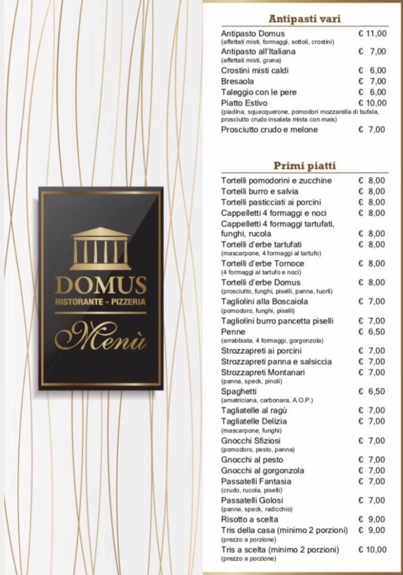 Menu di Pizzeria Domus 
