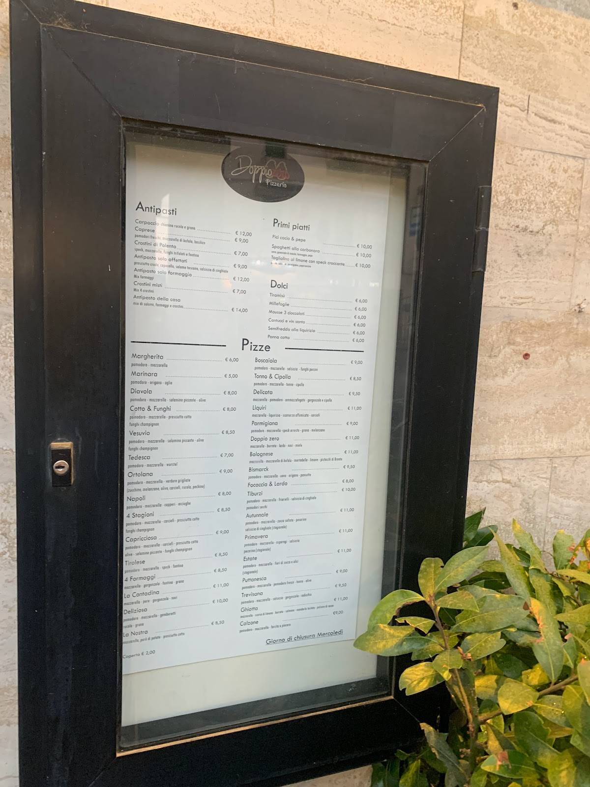 Menu di Pizzeria Doppiozero 