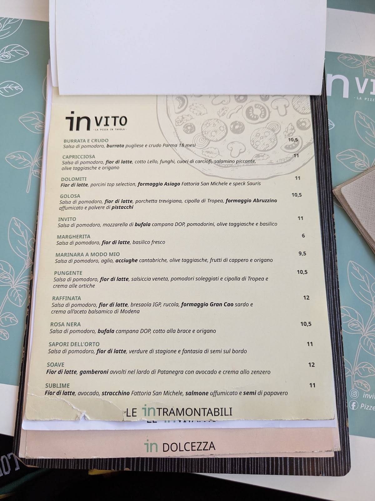 Menu di Pizzeria InVito Marostica 