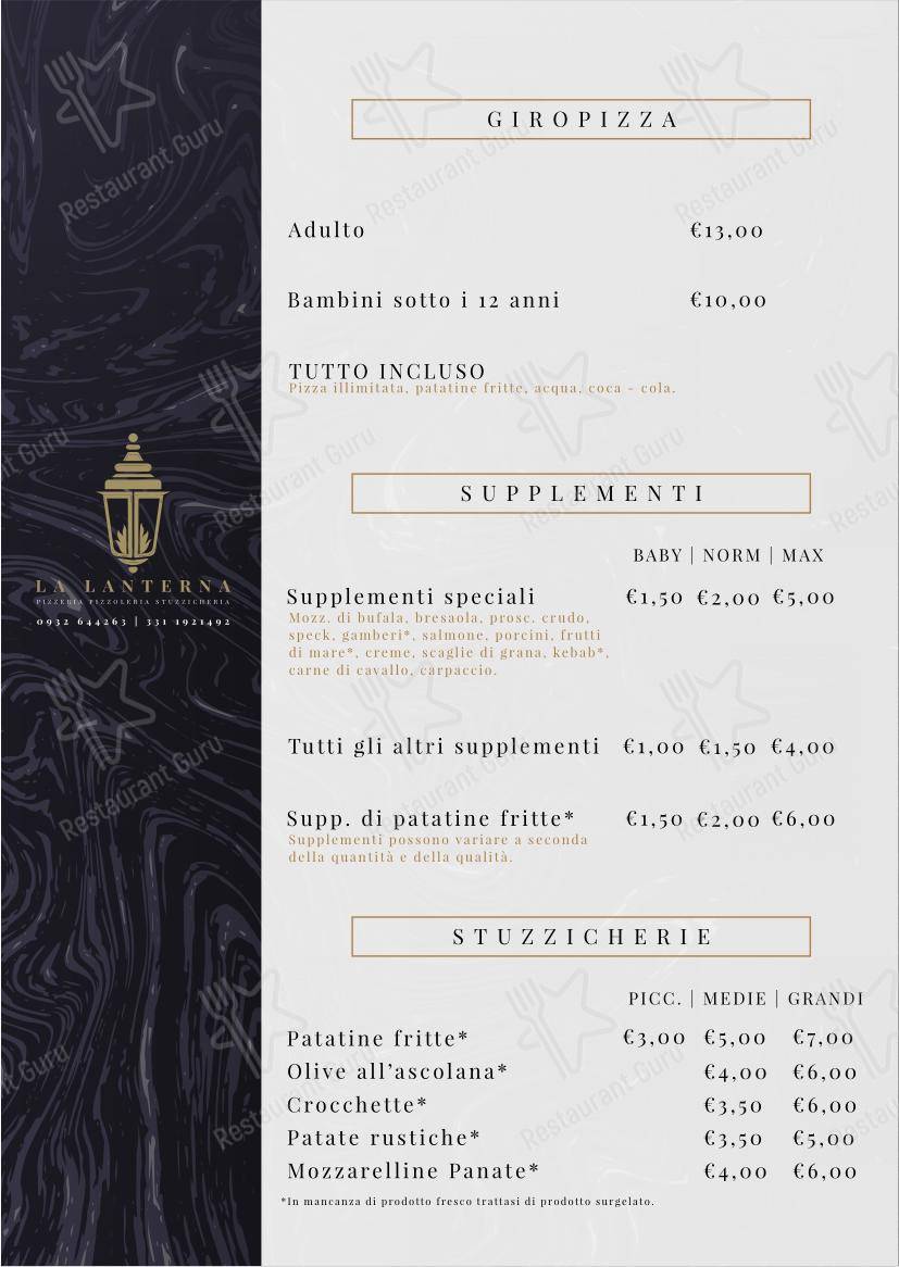Pizzeria La Lanterna in Ragusa - Menu