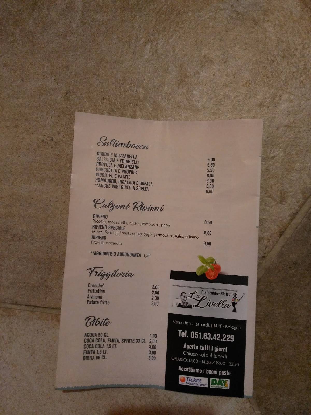Menu di Pizzeria La Livella 