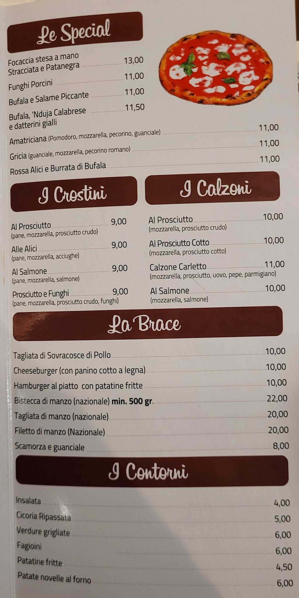 Menu de Pizzeria La Villetta