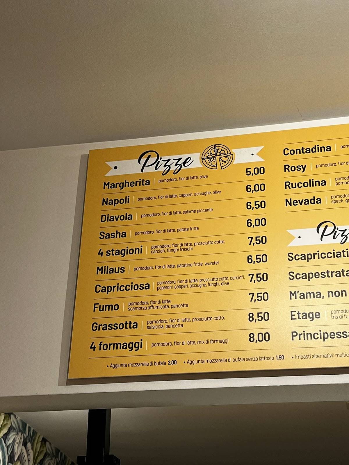 Menu di Pizzeria L'etage Taviano - Pizzeria Rosticceria 