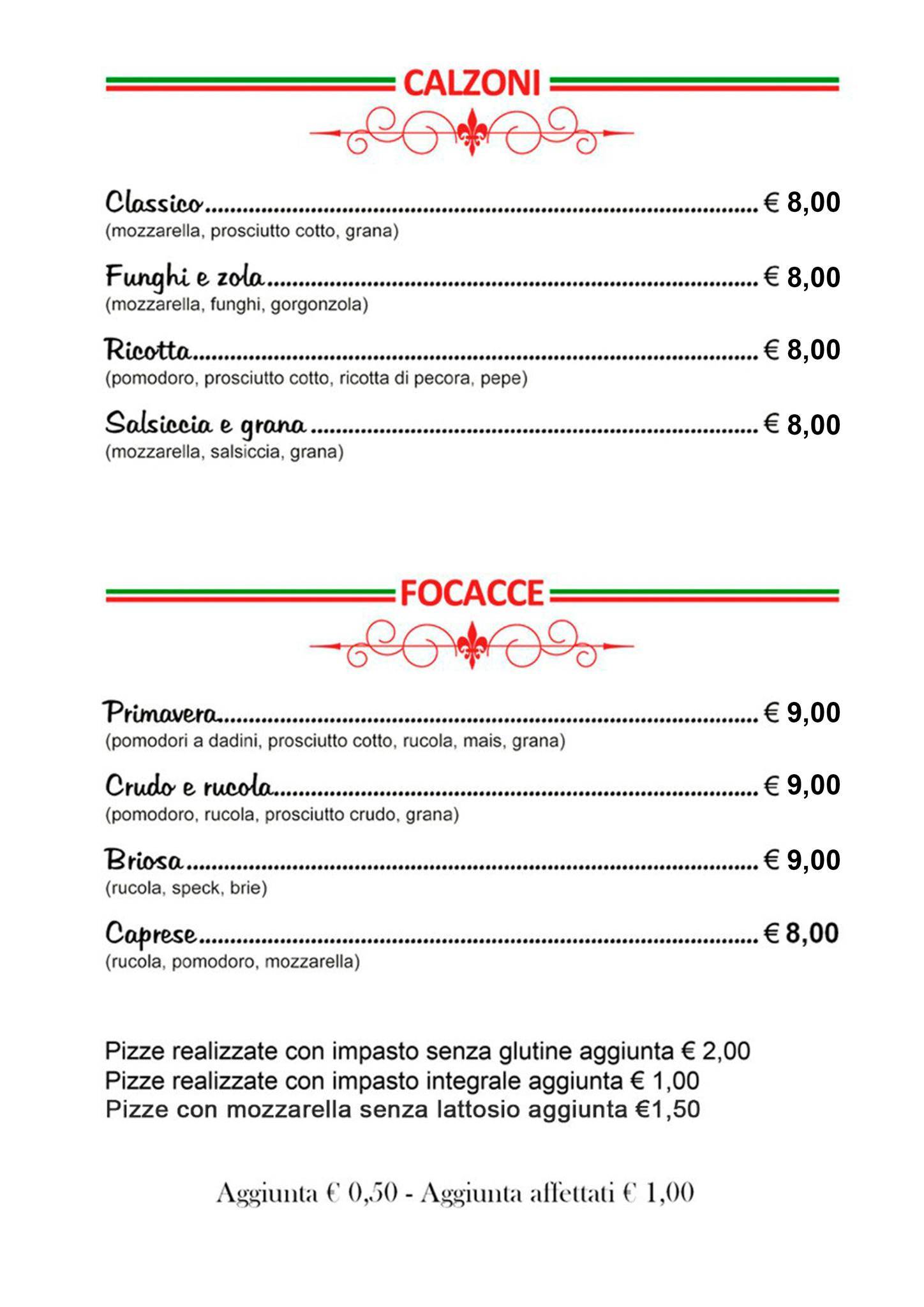 Menu di Pizzeria Malu' 