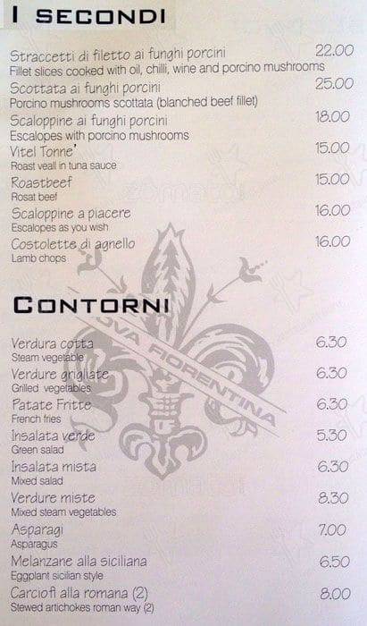 Menu di Nuova Fiorentina 