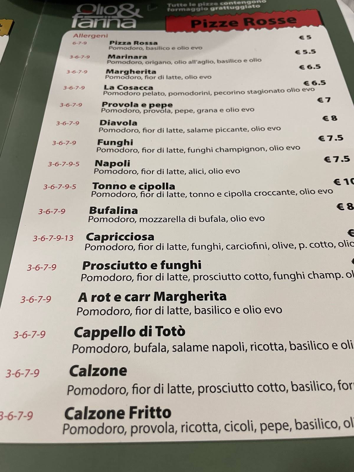Menu di Pizzeria Olio&Farina 