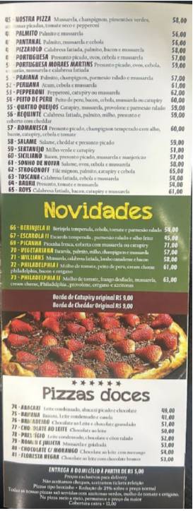 Pizzaria Cardinalli cardápio