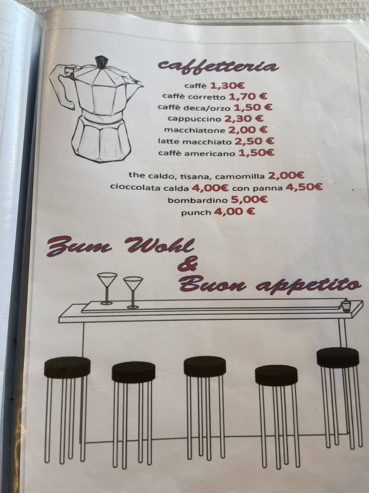 Menu di Pizzeria Marmolada Camere 