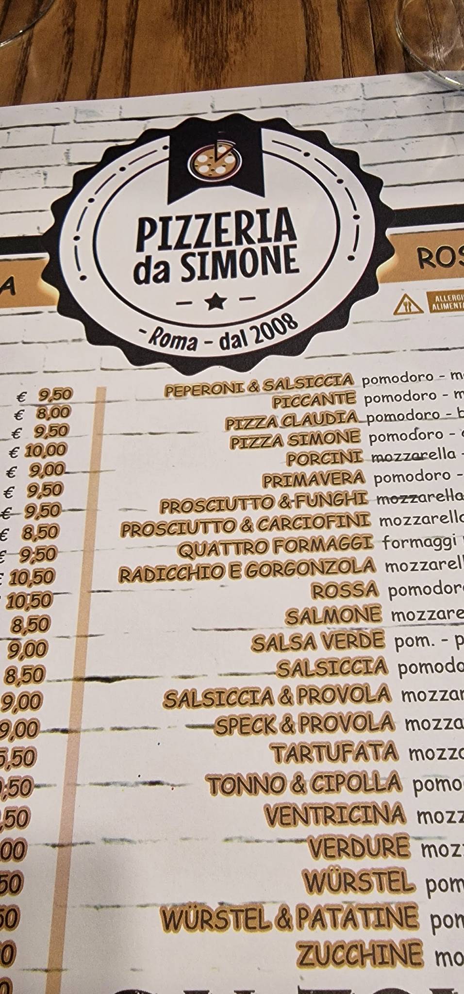 Menu di Pizzeria da Simone Ruga 