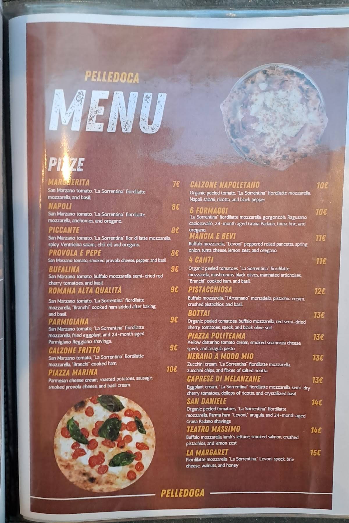 Menu di Pizzeria Polleria Pelledoca 