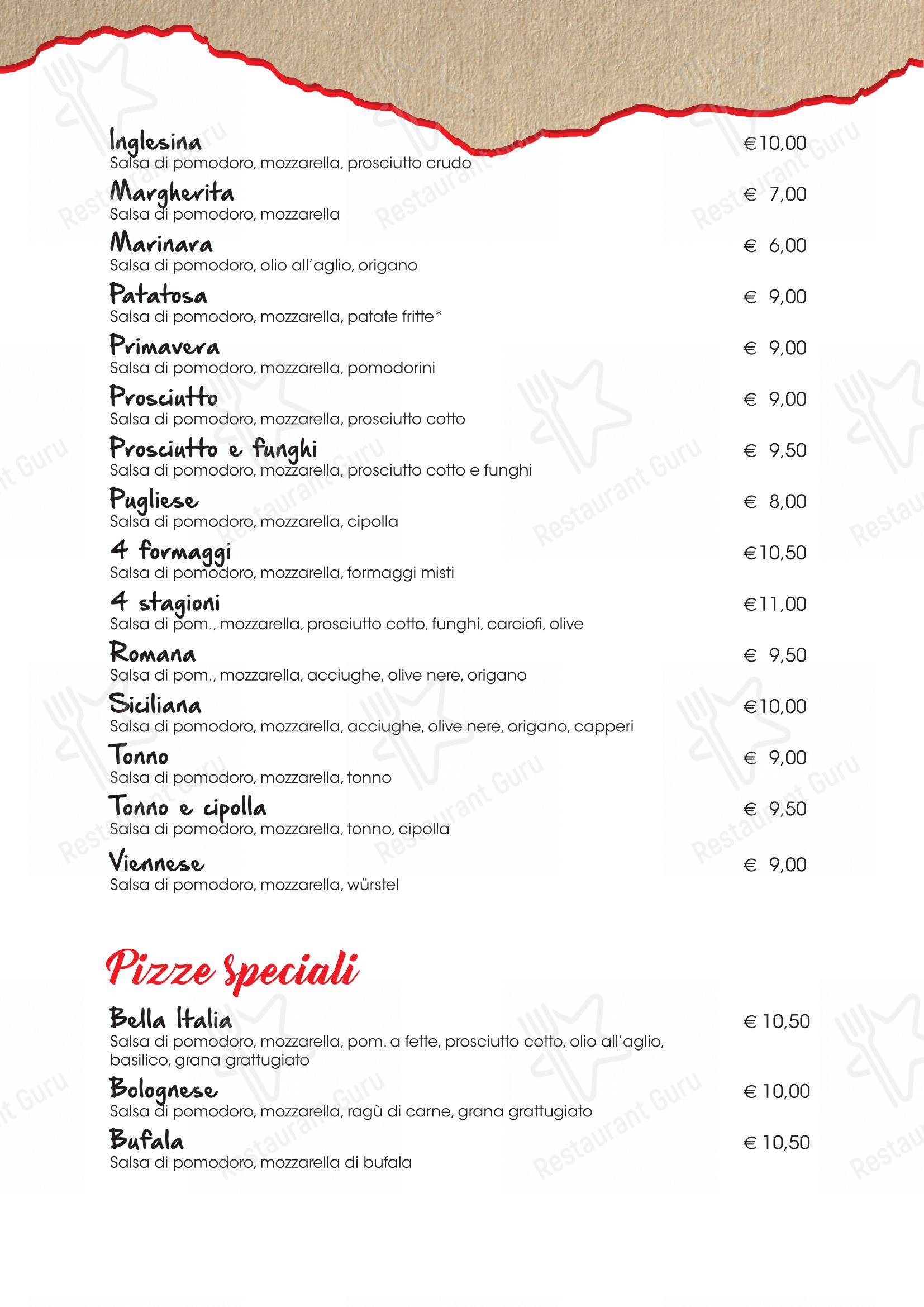 Menu per Pizzeria Ristorante Capovolta in Padova