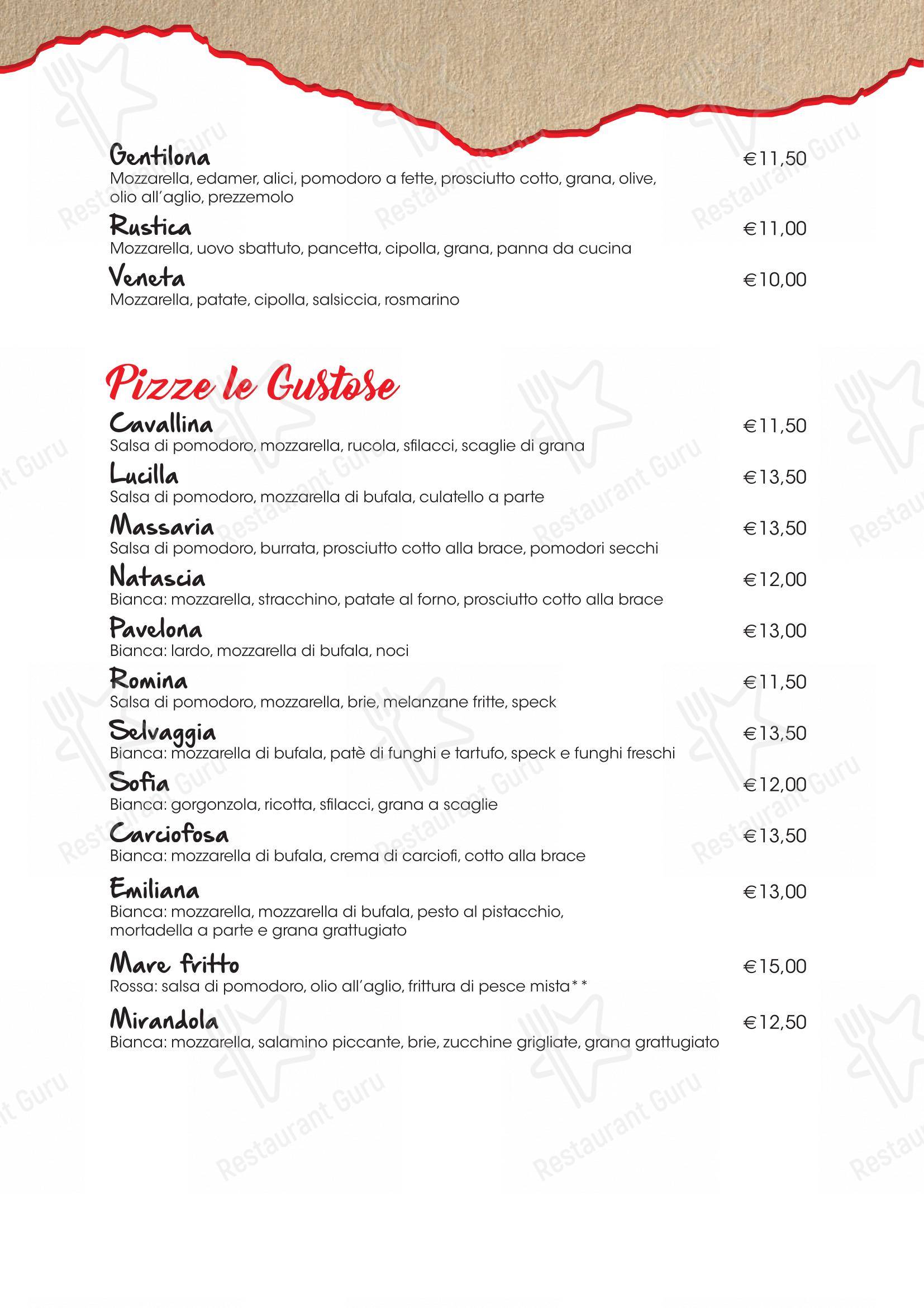 Menu per Pizzeria Ristorante Capovolta pizzeria
