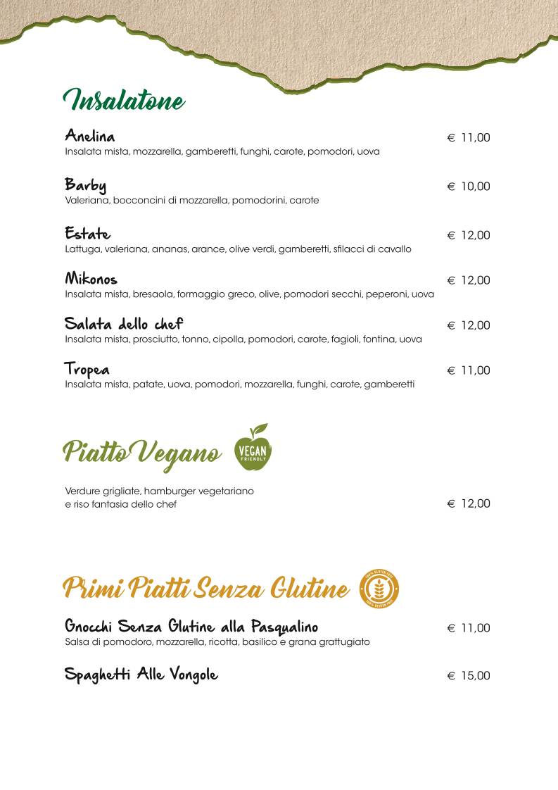 Menu di Pizzeria Ristorante Capovolta 